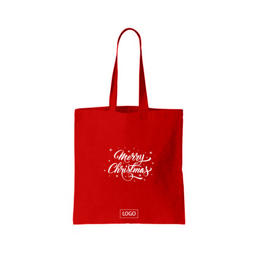design tote bag merry christmas avec ciel etoile  couleur rouge et ecrit blanc sur tote bag
