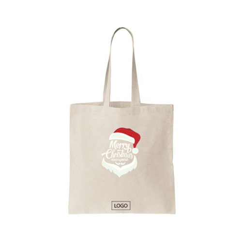 design tote bag noel bonnet barbe moustache et merry christmas everyone couleur naturelle et ecrit noir sur tote bag