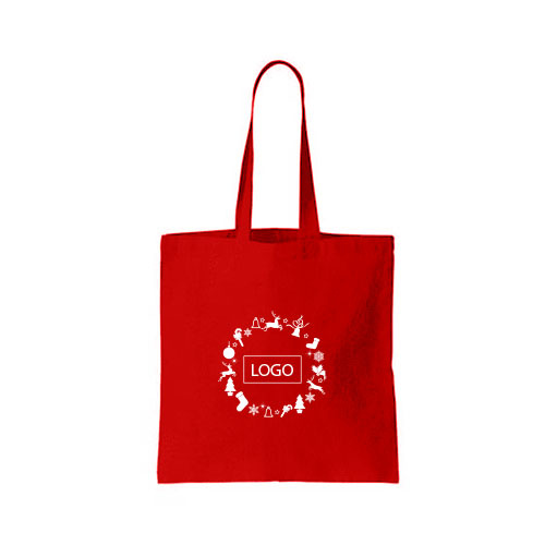 design tote bag noel couronne logo centre  couleur rouge et ecrit blanc sur tote bag