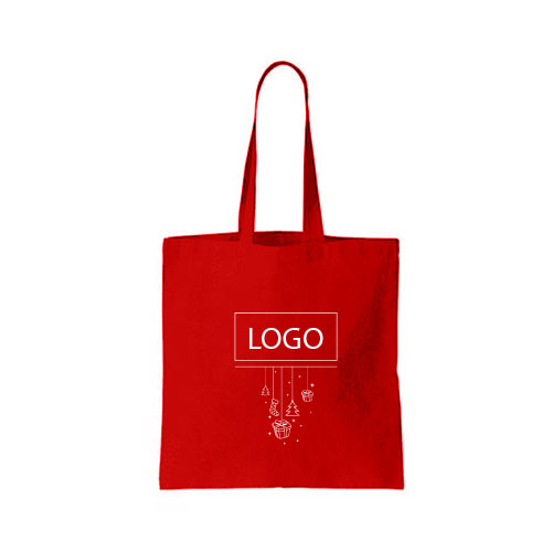 design tote bag noel decoration suspendu logo centre  couleur rouge et ecrit blanc sur tote bag