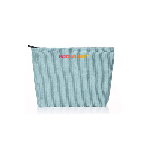 pochette velours cotele 27x20cm bleu clair face