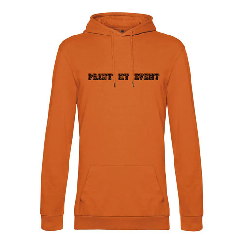 sweat a capuche homme wu03w orange avec logo face