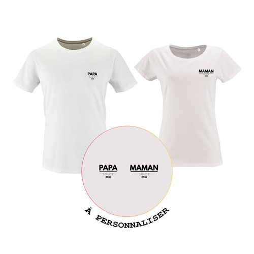 t-shirt imprime les duos   papa maman since annee