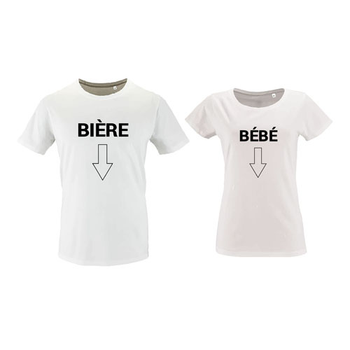 t-shirt imprime les duos  biere bebe