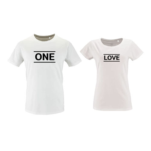 t-shirt imprime les duos  one love