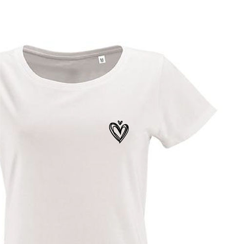 t-shirt imprime petit coeur 12 - femme milo women blanc zoom