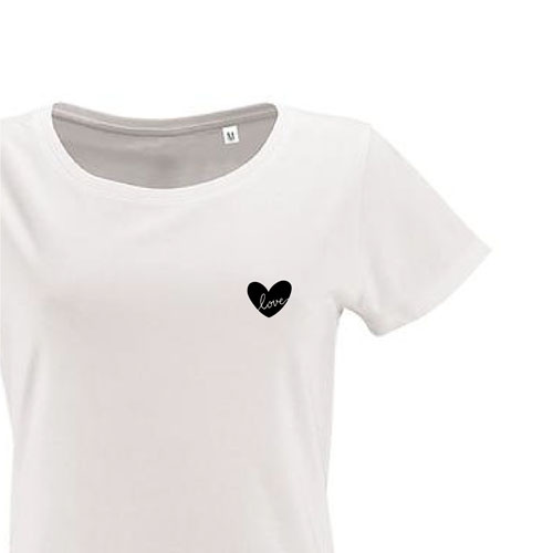 t-shirt imprime petit coeur 13 - femme milo women blanc zoom