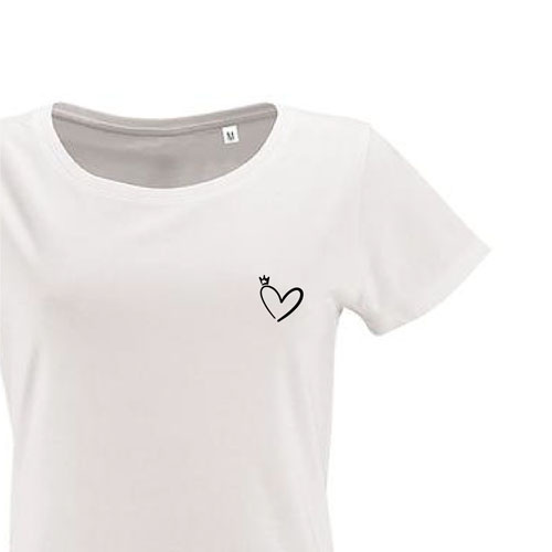 t-shirt imprime petit coeur 14 - femme milo women blanc zoom