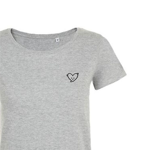t-shirt imprime petit coeur 18 - femme mia gris zoom