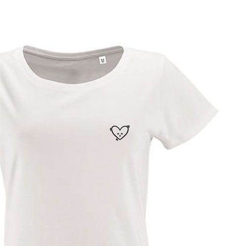 t-shirt imprime petit coeur 18 - femme milo women blanc zoom