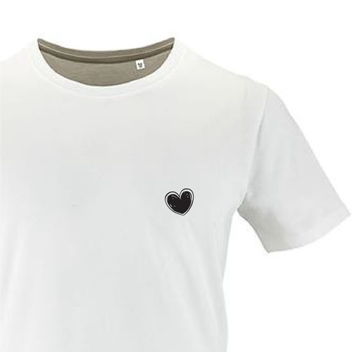 t-shirt imprime petit coeur 21 - homme milo men blanc zoom