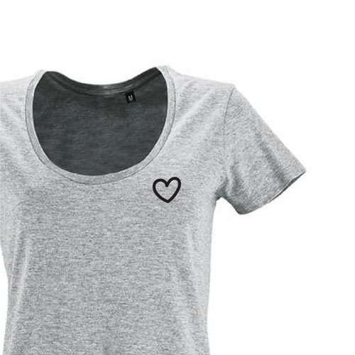 t-shirt imprime petit coeur 24 - femme metropolitan gris zoom
