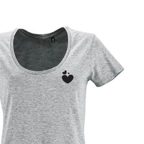 t-shirt imprime petit coeur 25 - femme metropolitan gris zoom