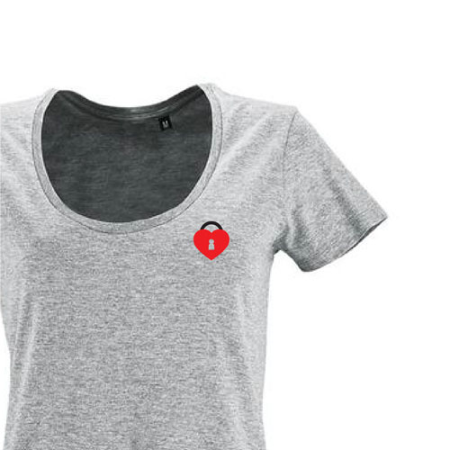 t-shirt imprime petit coeur 26 - femme metropolitan gris zoom