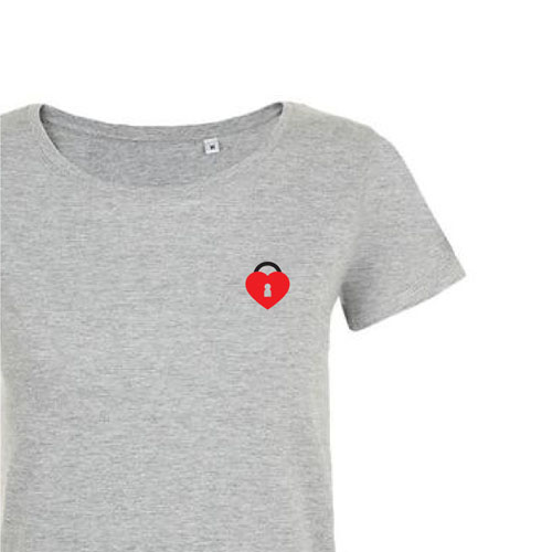 t-shirt imprime petit coeur 26 - femme mia gris zoom
