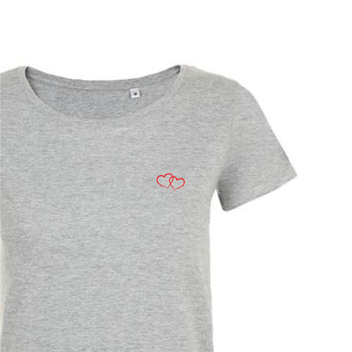 t-shirt imprime petit coeur 2 - femme mia gris zoom