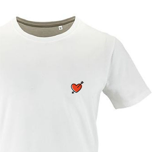t-shirt imprime petit coeur 3 - homme milo men blanc zoom