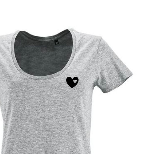 t-shirt imprime petit coeur 8 - femme metropolitan gris zoom