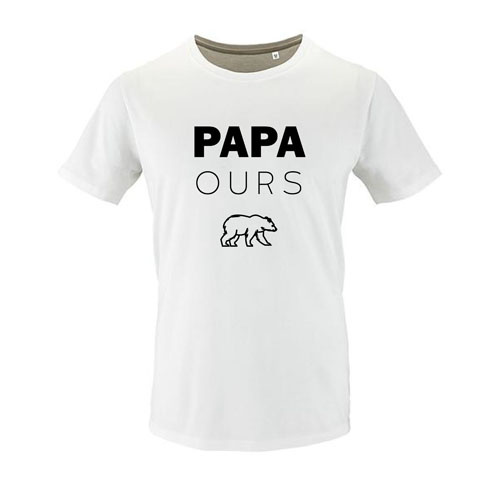 t-shirt papa ours blanc